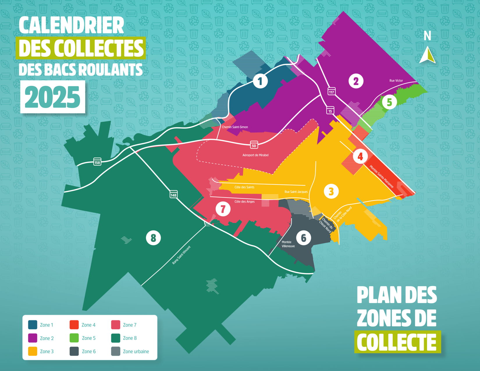 Les zones de collectes de Mirabel